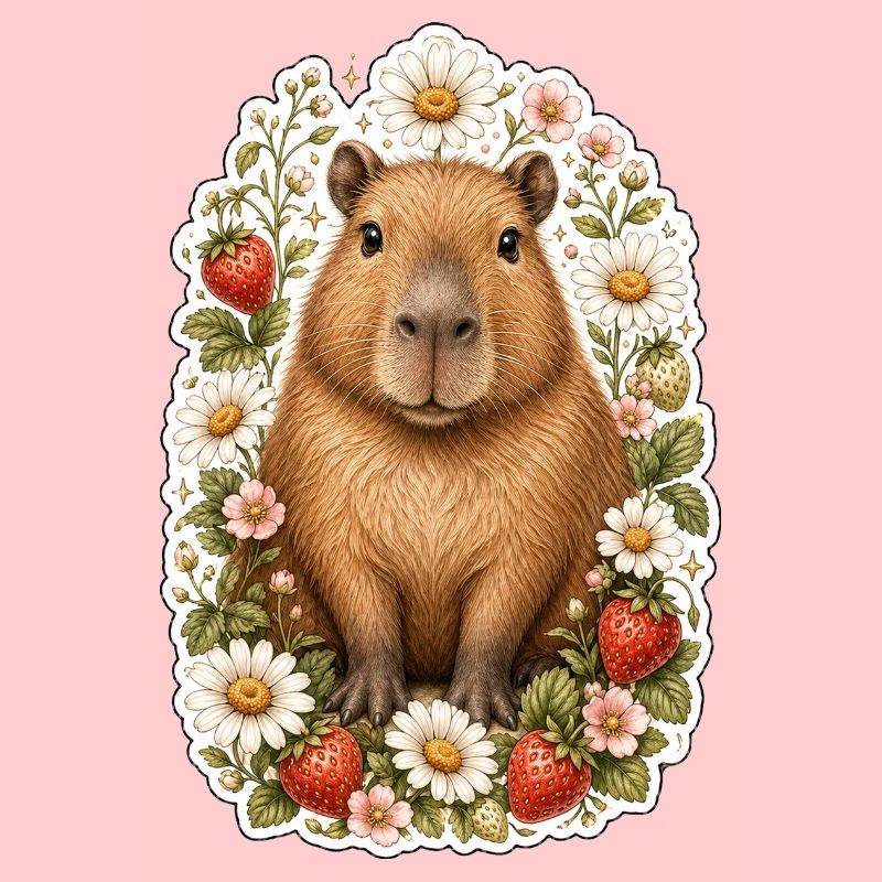 Capybara Erdbeeren Gänseblümchen Tierfreund