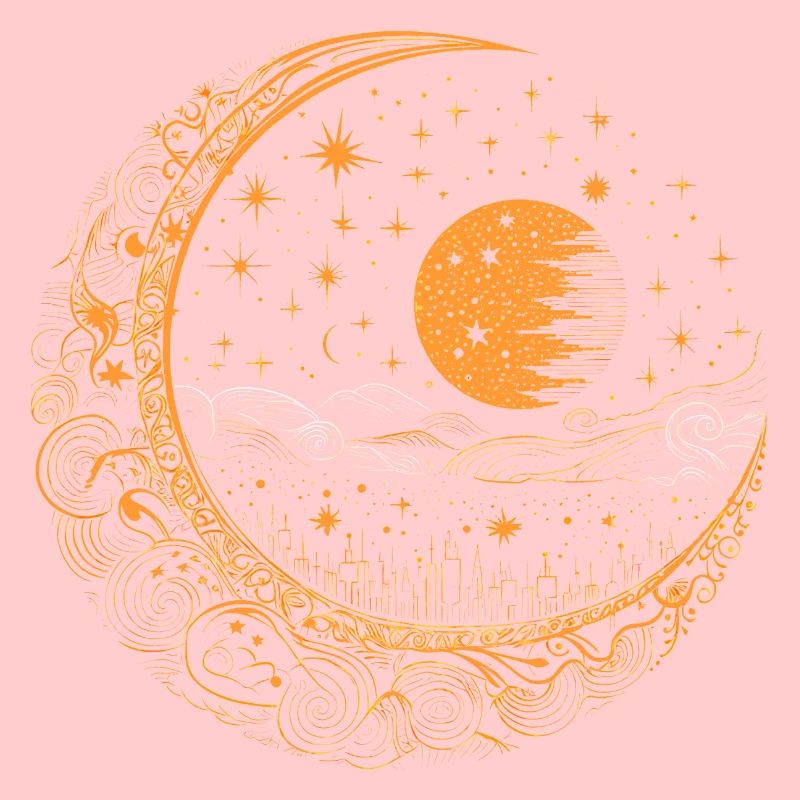 Mond mit Sternen