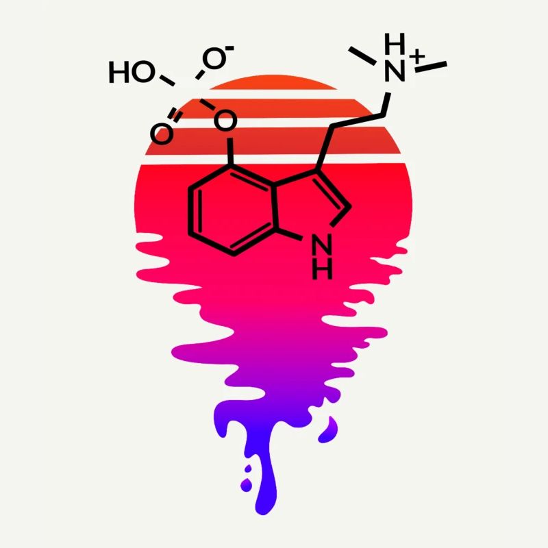 Molécule de psilocybine avec Retro Sunset
