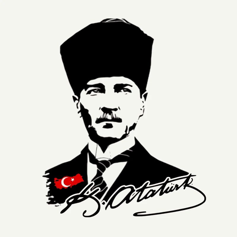 Silhouette d’Atatürk avec drapeau turc