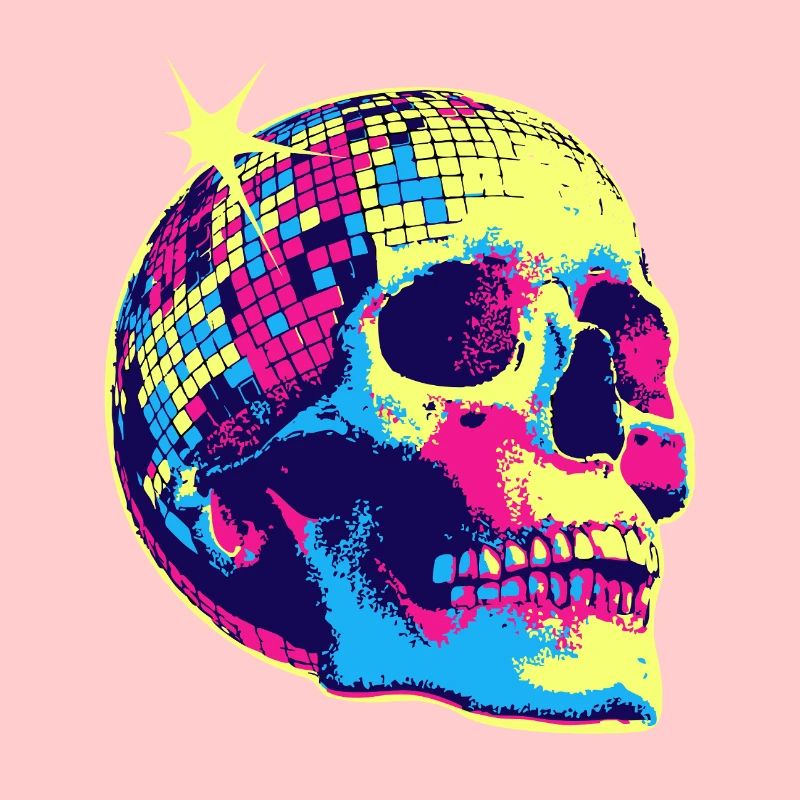 Crâne disco néon