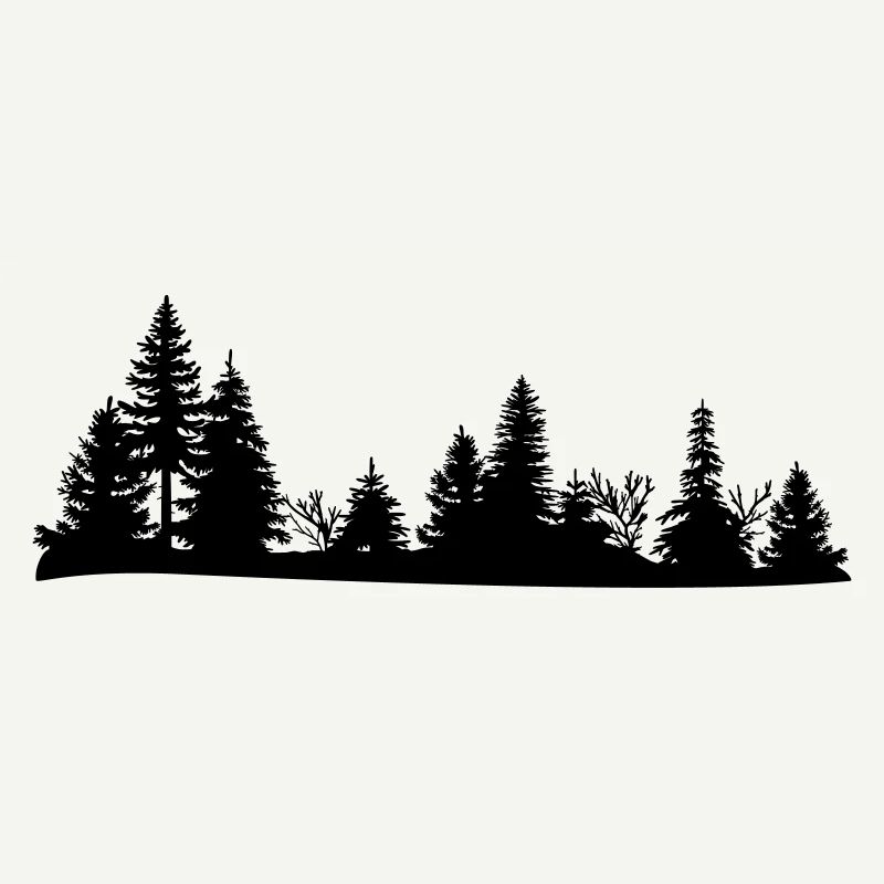 Silhouette noire d'une forêt