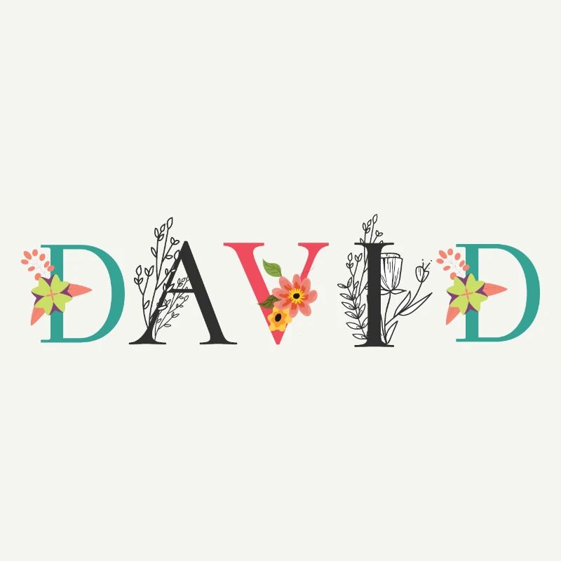DAVID Nom Art avec fleurs brodées
