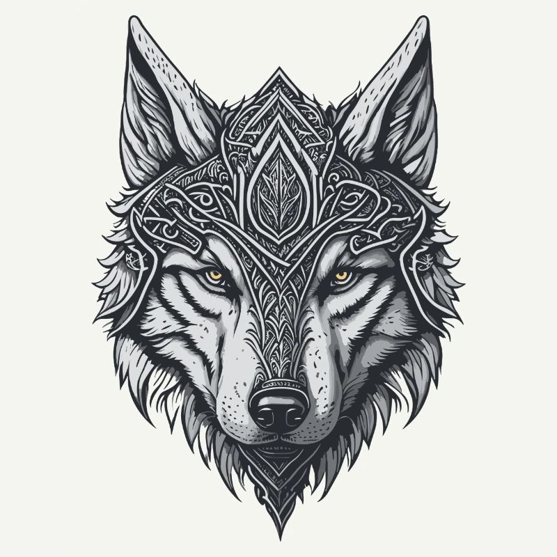 Wolfskopf-Stil Wikinger-Tattoo