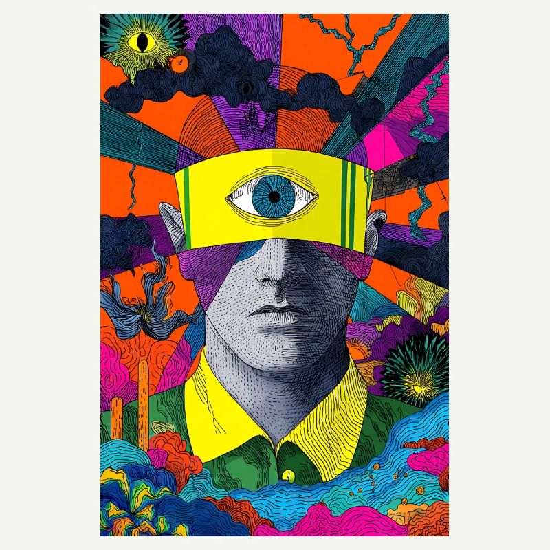 Visionäres Gesicht mit hypnotischem Blick