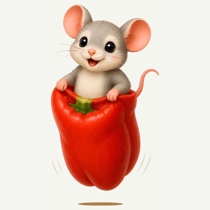 Course joyeuse de sacs de souris avec motif de paprika