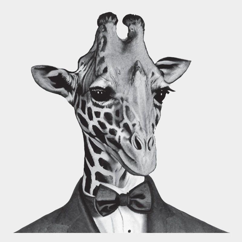Dapper Giraffe In Suit - Elegant Animal Portrait