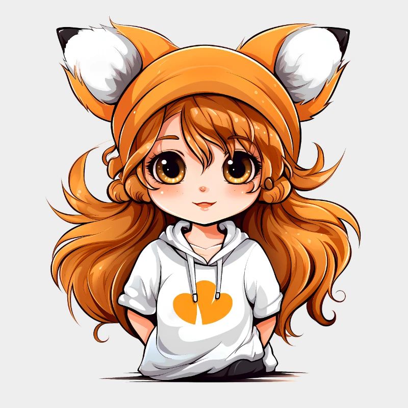 Fox Girl – Chibi Girl avec sweat à capuche et style
