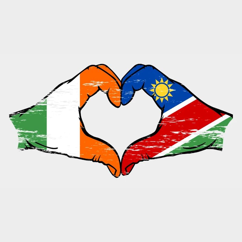 Ireland Namibia Flag Hands Heart Shape