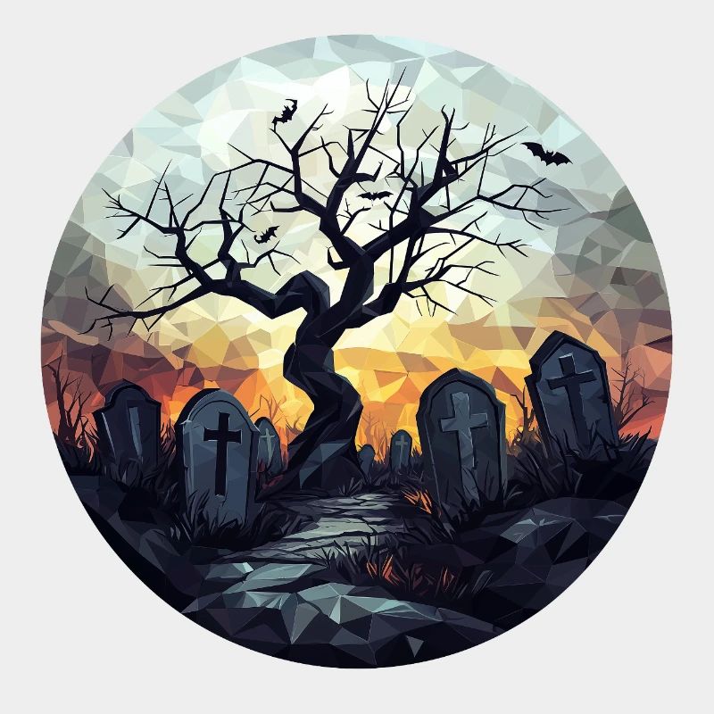 Cimetière effrayant avec arbre noueux