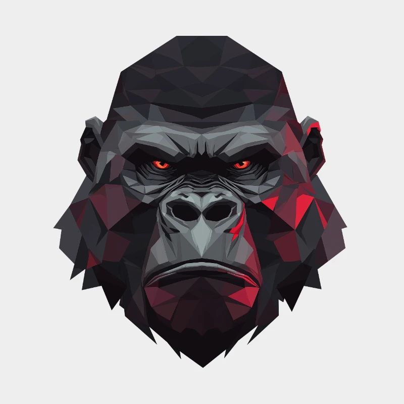 Polygon Gorilla mit roten Augen