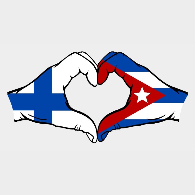Finlande Drapeau Cuba Mains Cœur