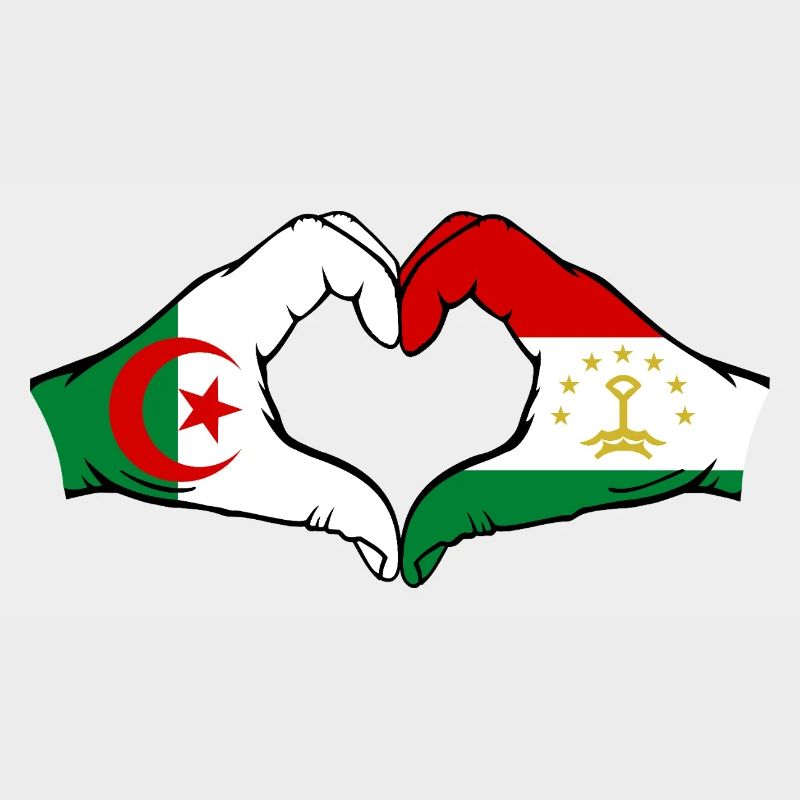 Drapeau du Tadjikistan Algérie Mains Forme de cœur