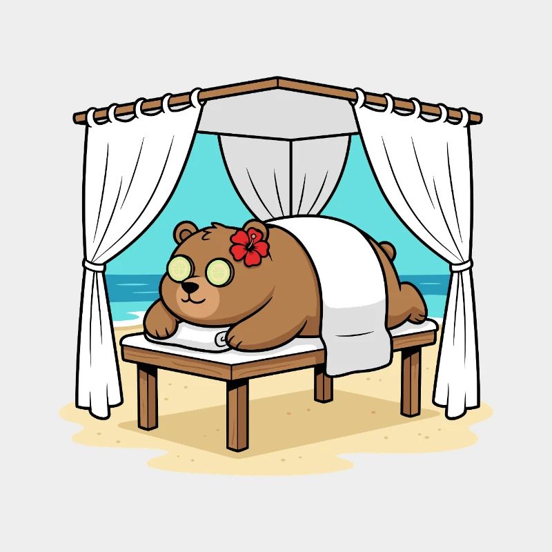 Beach Spa Bear Animal Relaxing Art