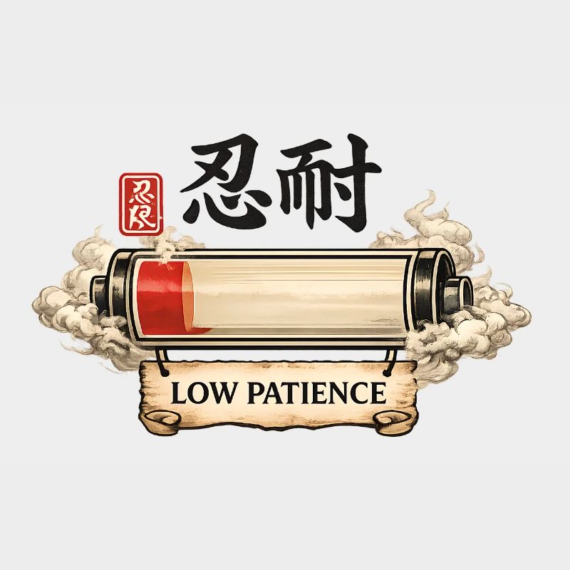 Low Patience – Empty Battery Humor Ukiyo-e Design