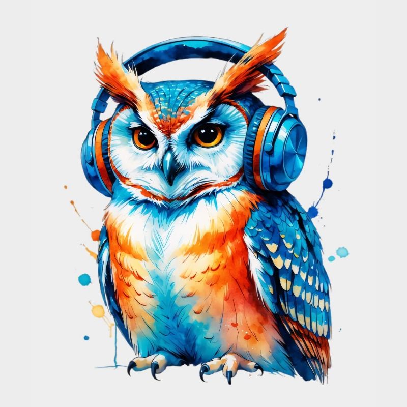 Kopfhörer Eule in Farbenspiel