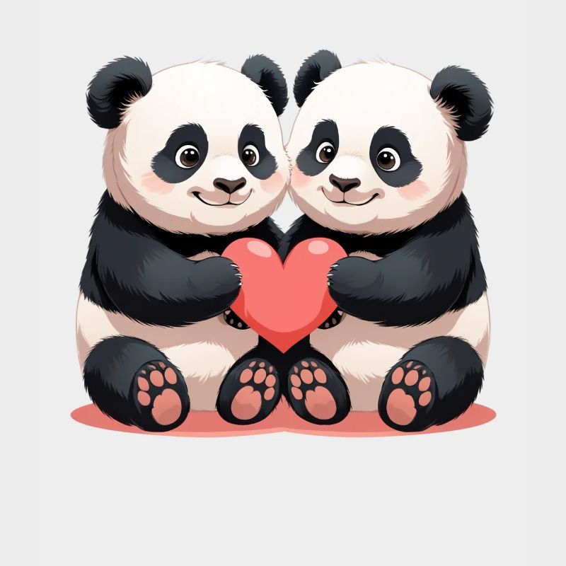 Panda Heart Duo Cuddle Time