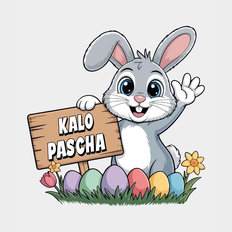 Kalo Pascha Easter Rabbit Greek Easter
