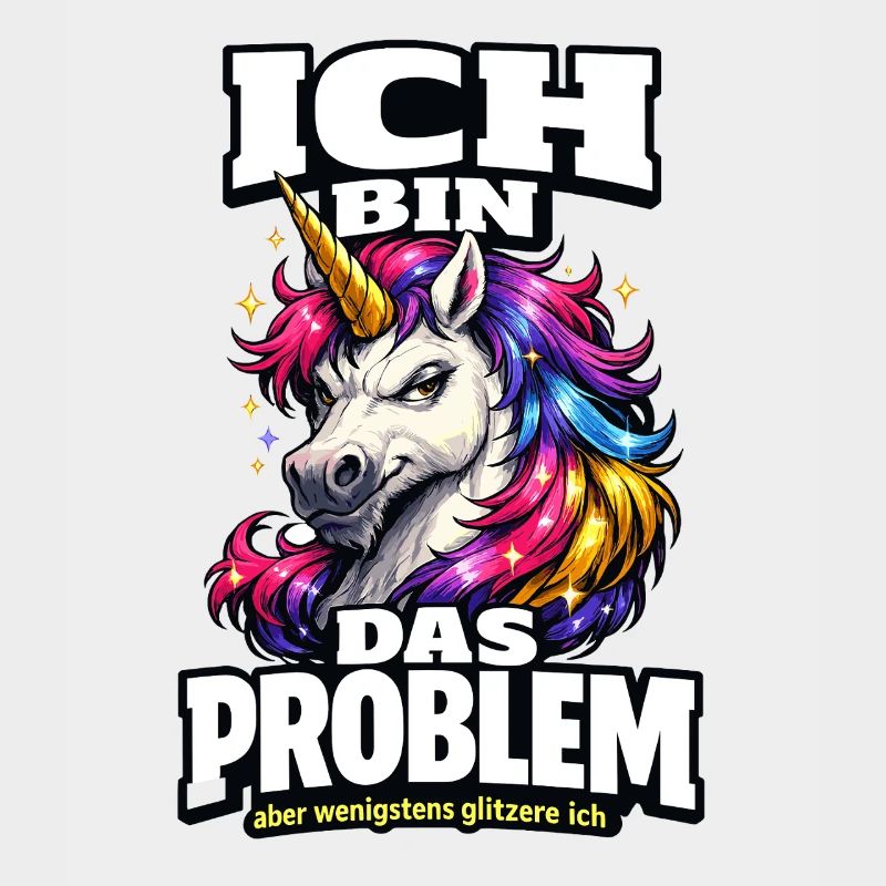 Ich bin das Problem Einhorn Spruch mit Glitzer