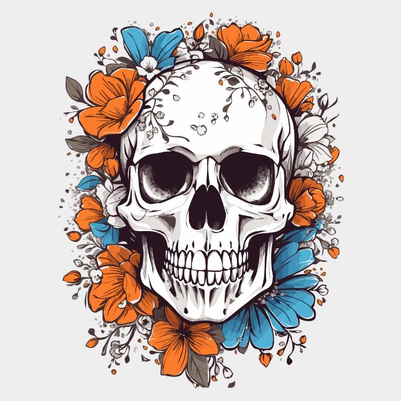 Crâne avec des fleurs