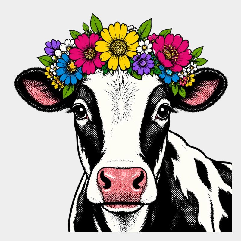 Vache décorée floral