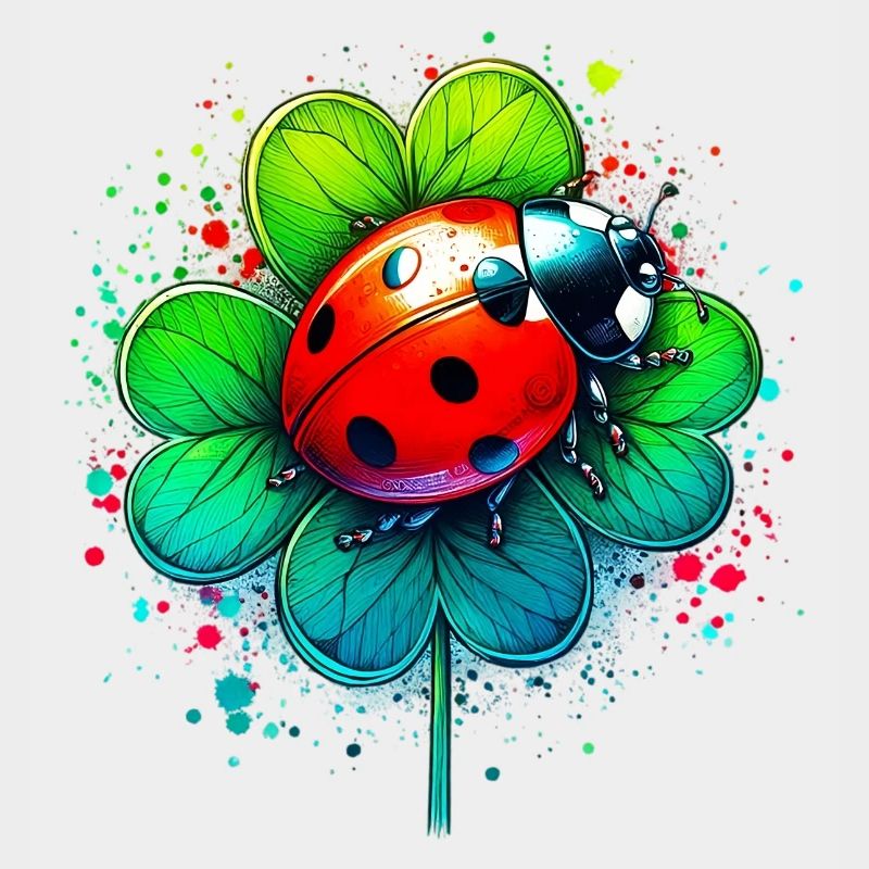 Ladybug on a four-leaf clover