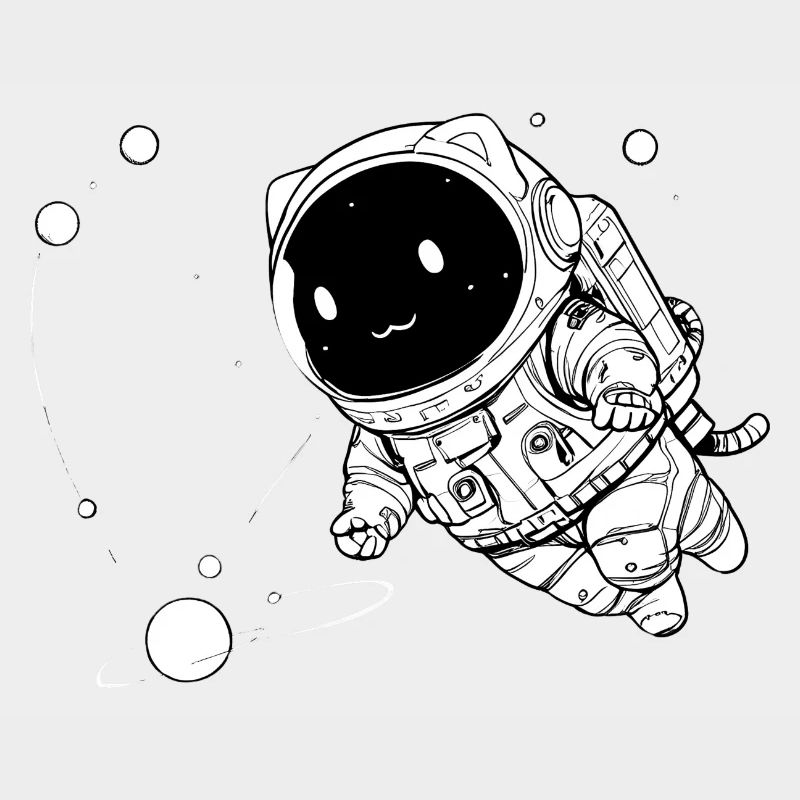 Drôle de chat galactique flottant dans l’espace