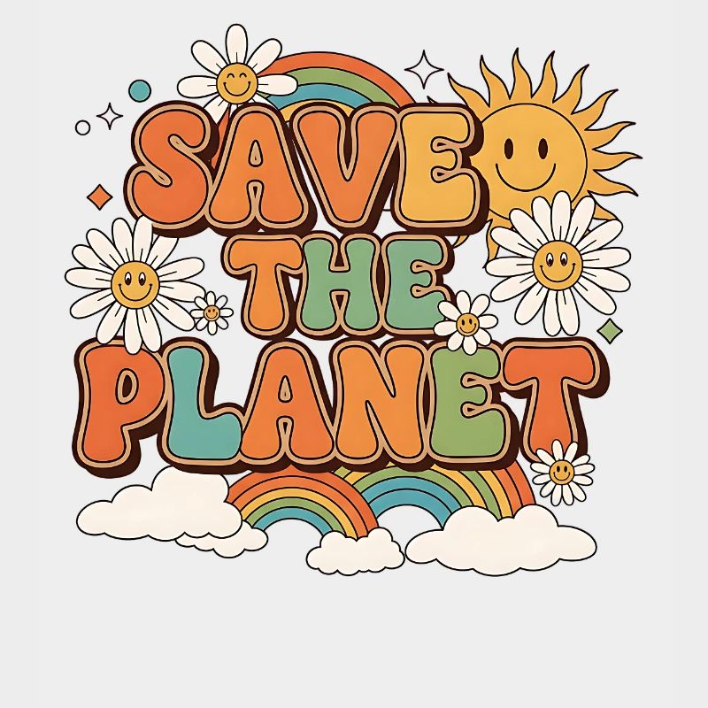 Save the Planet Retro Style Design