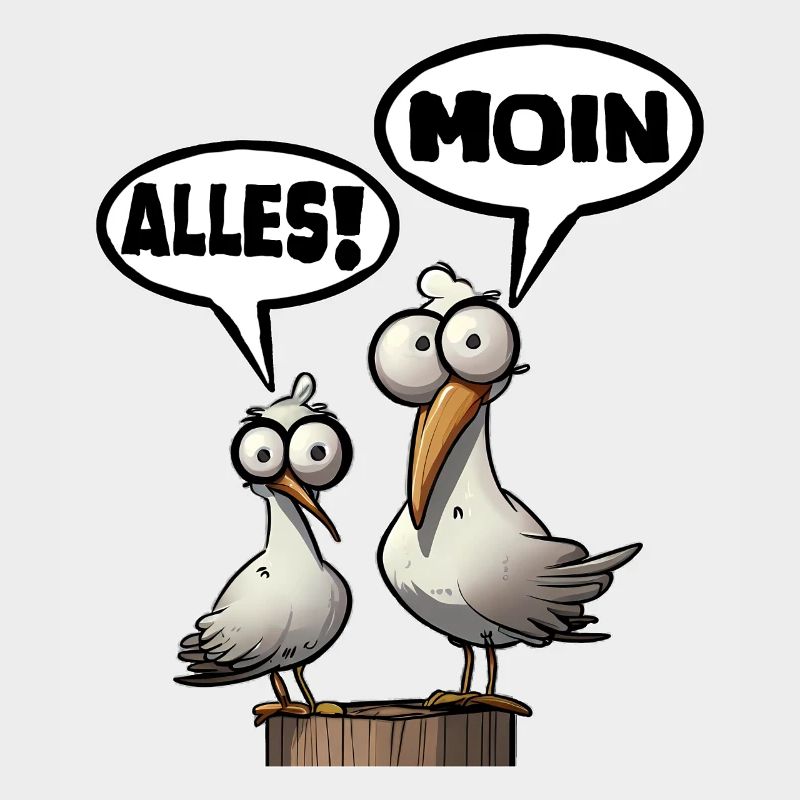 Humorvolle Möwen mit Sprüchen Moin