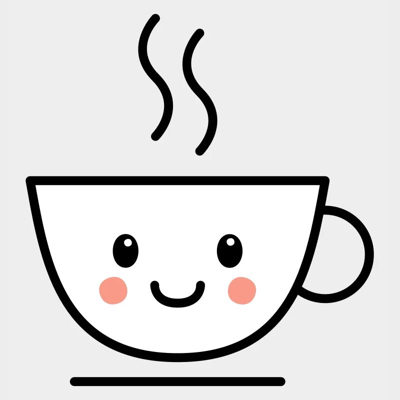 Coffee, tea or cocoa cup with kawaii face