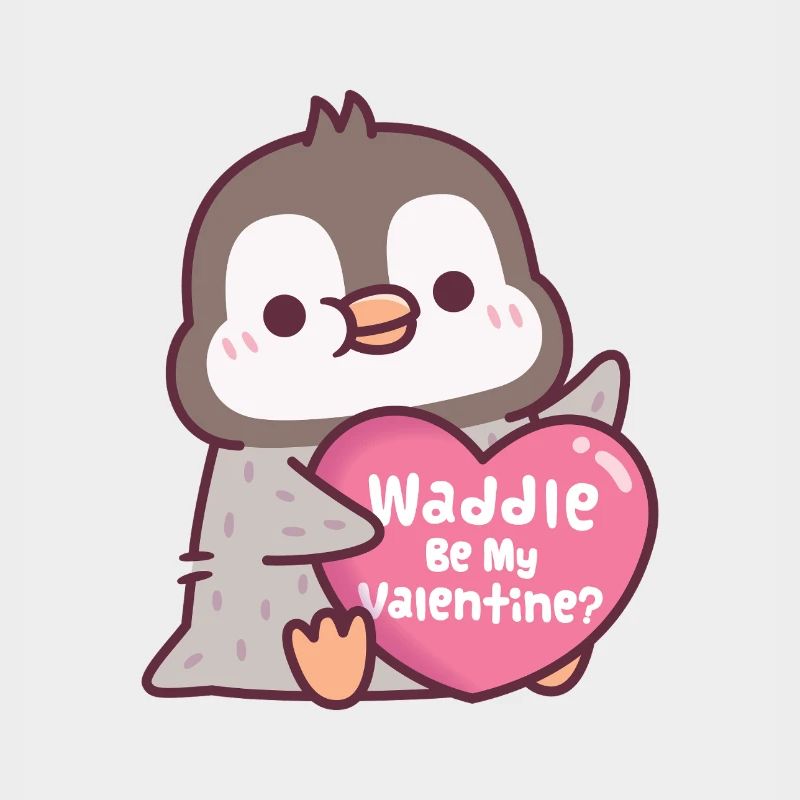Süßer Pinguin mit Herz watschelt Sei mein Valentin