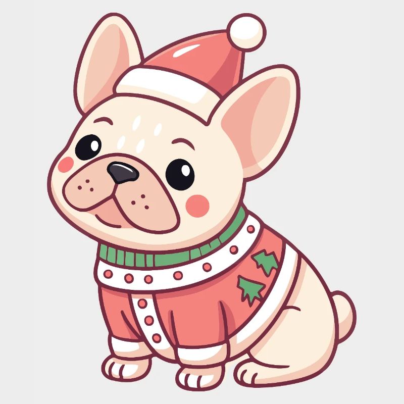 Weihnachtswelpe im roten Pullover