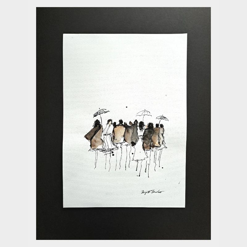 Mode, Menschen abstrakt. Aquarell  mit Tusche