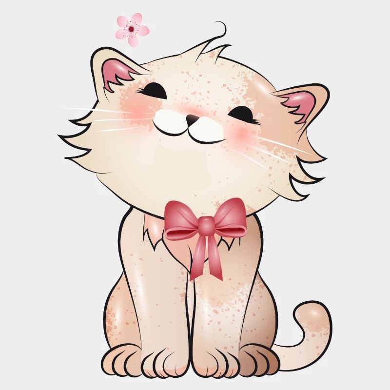 Cute cat watching a cherry blossom