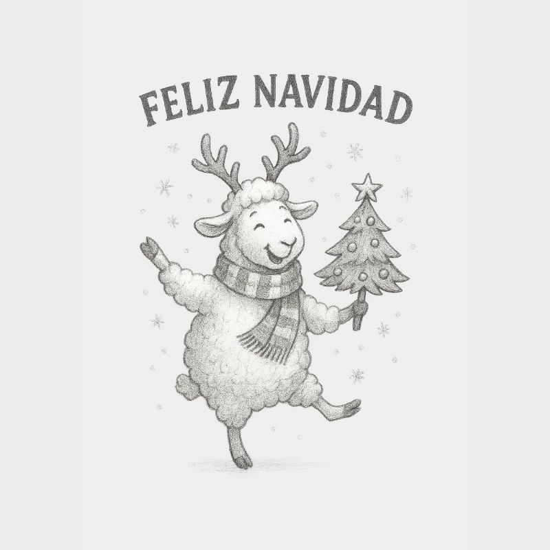 Feliz Navidad Schaf mit Weihnachtsbaum