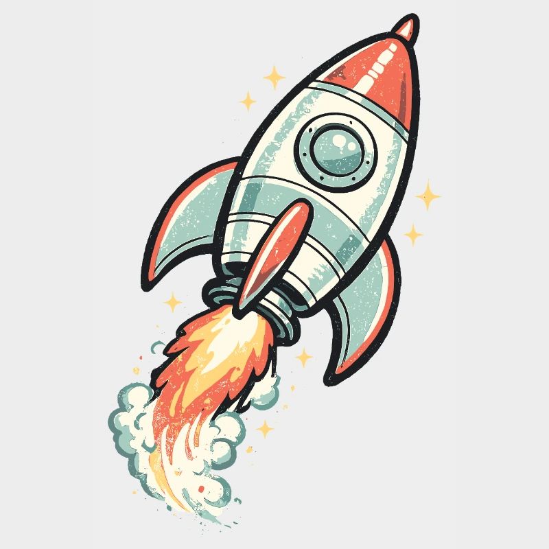 Néon rétro Rocket in Space