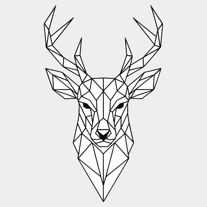 Geometric Deer Head Line Art