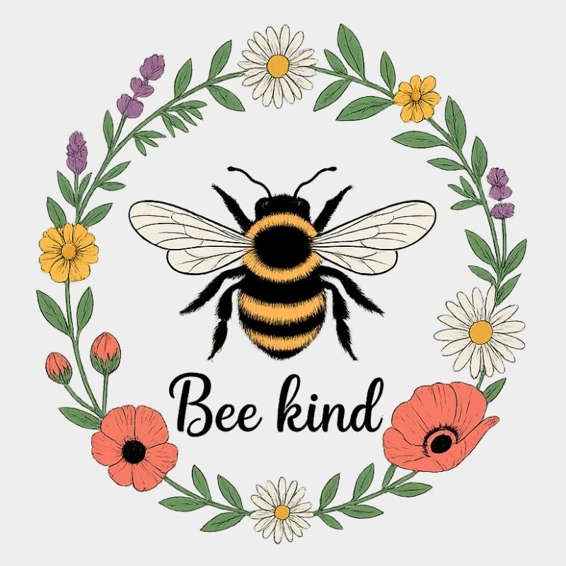 Abeille dans la conception de la couronne de fleurs