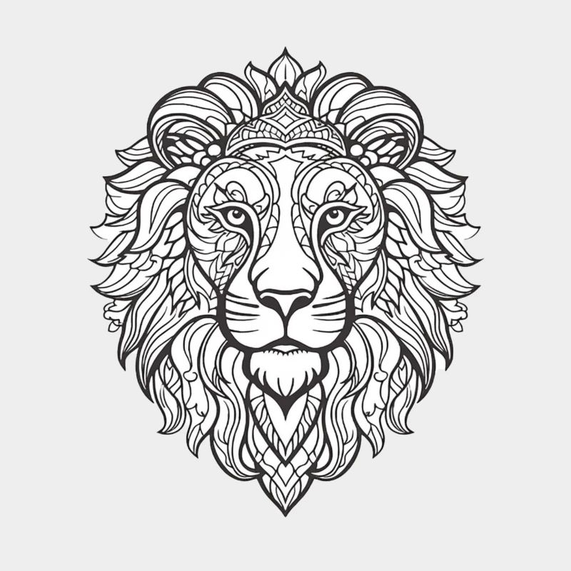 Detailed Lion Face Pattern