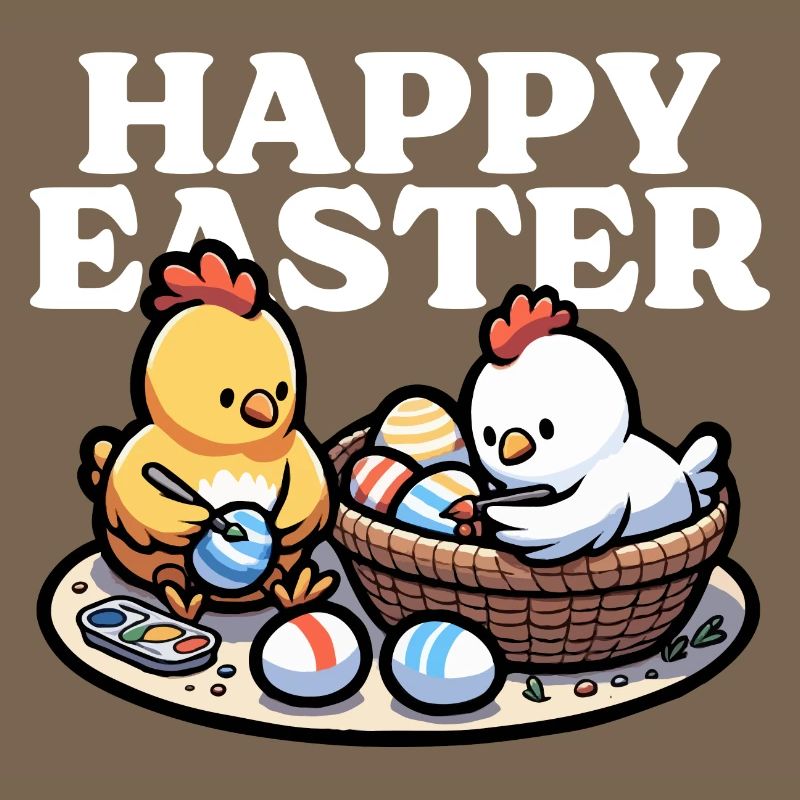 Happy Easter – Cute chicks paint Easter eggs