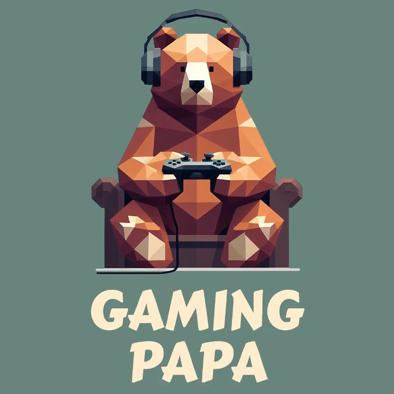 Bear with gaming headset and controller