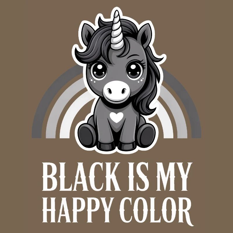 Licorne Noire Joyeuse Couleur