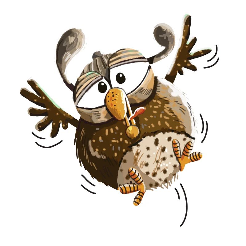 Flatternde Eule im Tiefflug - Eulen - Lustig