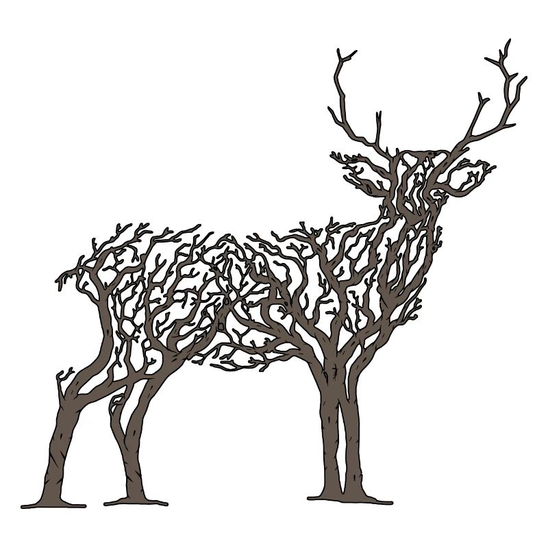 Cerf en Branches d'arbres