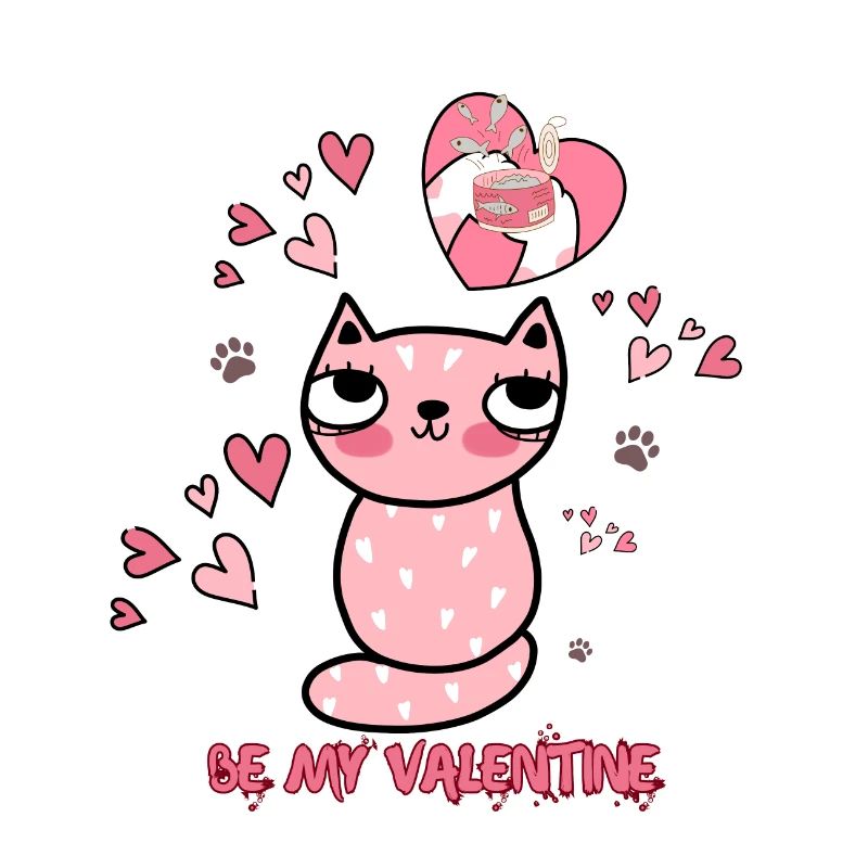 Coeur de chat Saint-Valentin design avec amour
