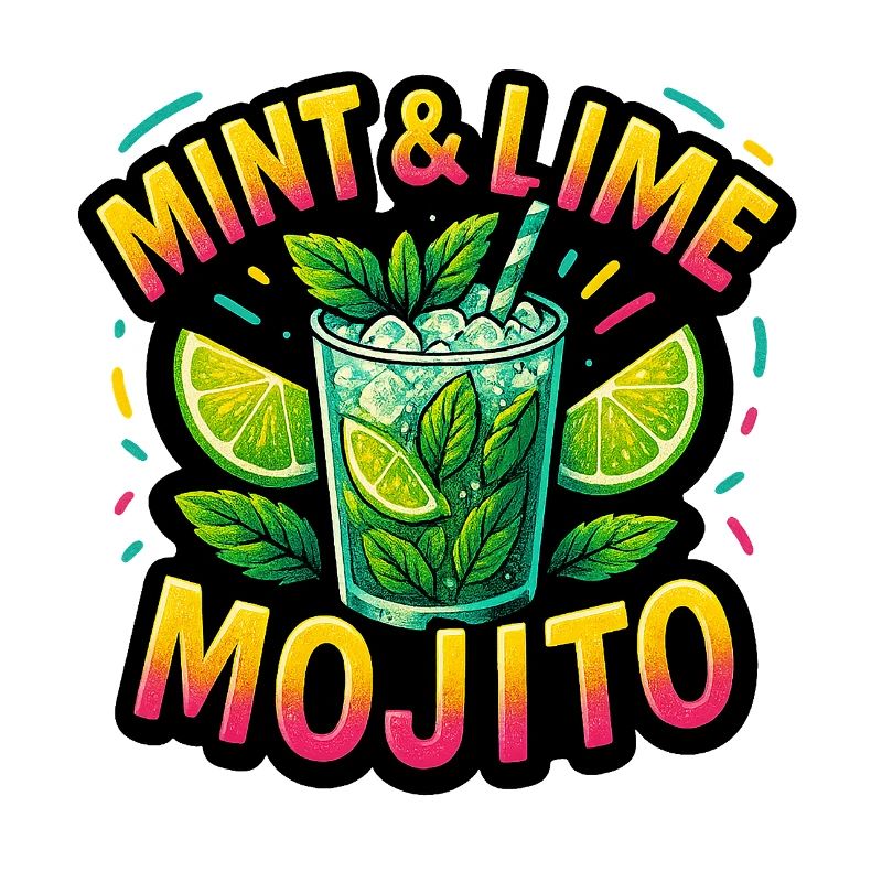 Mint Lime Mojito Drink Illustrative Design
