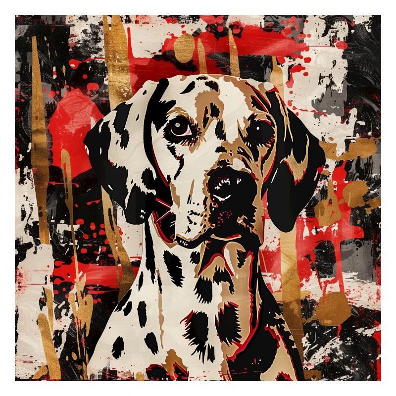 Les dalmatiens dans un jeu abstrait de couleurs