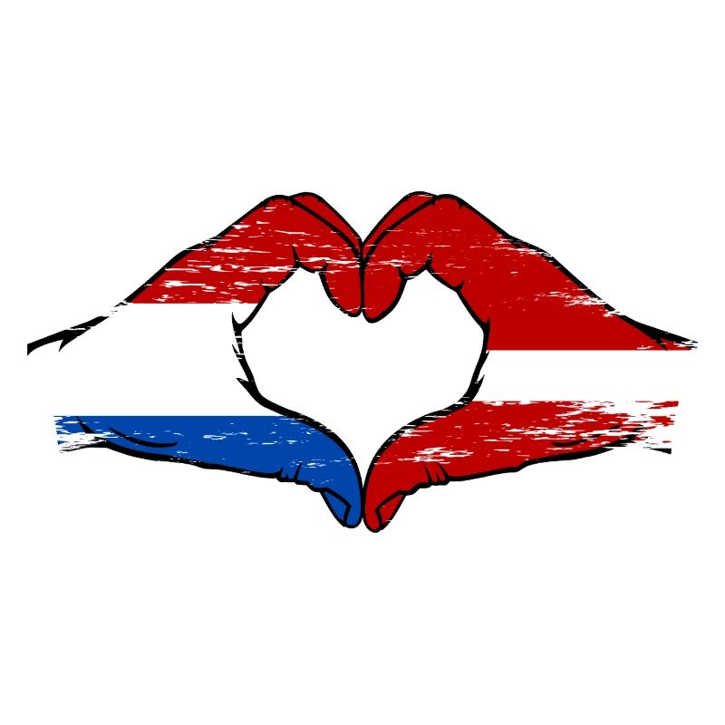 Hollande Lettonie drapeau mains forme de coeur utilisé