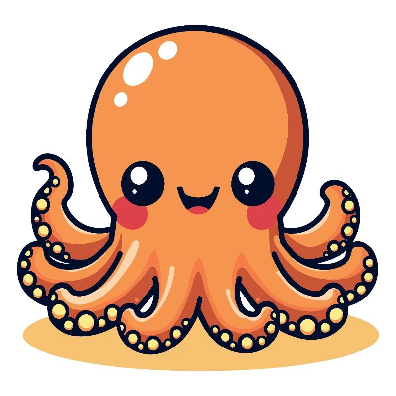Cute Squid Smiling Octopus Kawaii