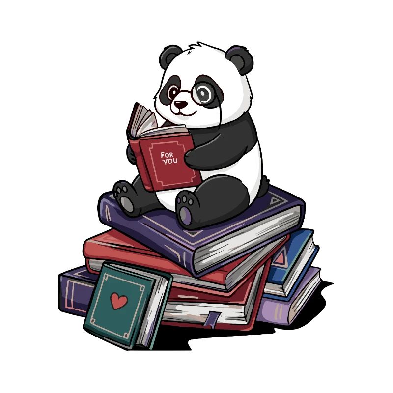 Bücherwurm Pandabär liest Bücher Kunst